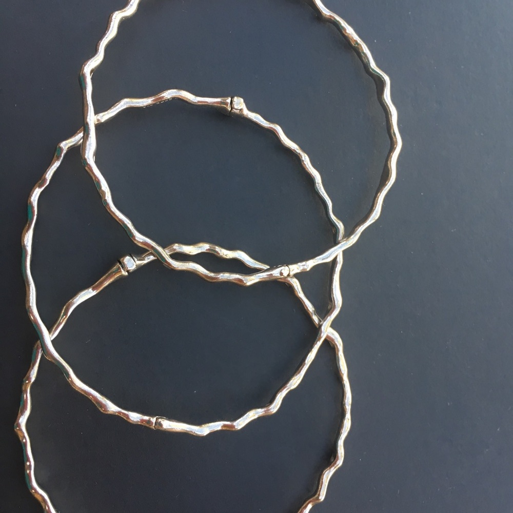 BCBG Sterling Silver Water Droplet Wave Bangles